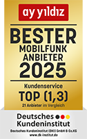 Deutsches Kundeninstitut: Bester Mobilfunkanbieter 2025, Kundenservice Top (1,3)