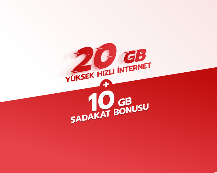 AY YILDIZ 20 GB YÜKSEK HIZLI İNTERNET + 10 GB SADAKAT BONUSU